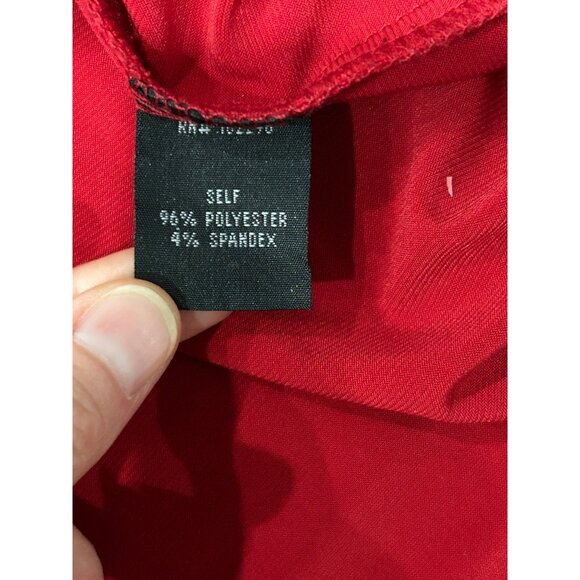 Connected Apparel Red Draped Knee Length Dress Size 12 Pleated Accent Waist - Picture 6 of 9